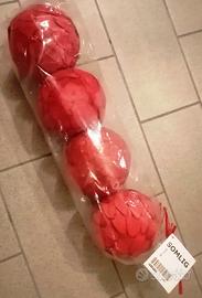 4 PALLE ROSSE NATALE IKEA materiale naturale -