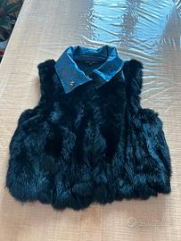 Gilet nero lana e pellicciotto Silvian Heach