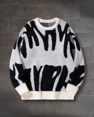 maglione oversize banco e nero 