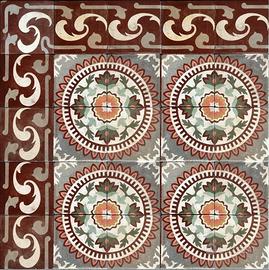 Cementine antiche, tappeto d'epoca mq 6,25