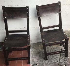 sedie legno e cuoio