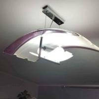 Lampadario in vetro con inserti cromo lucidi 
