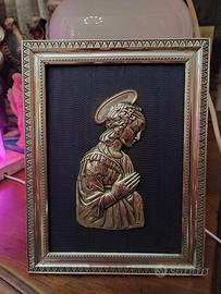 Madonna in argento con cornice in argento 