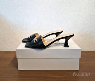 Sandali, tacco, pelle, strass, nero, Baldinini, 37