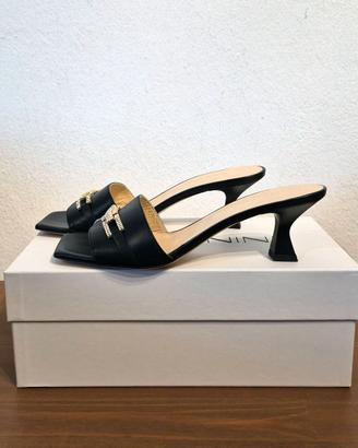 Sandali, tacco, pelle, strass, nero, Baldinini, 37