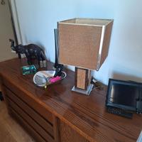 Lampada Cromo e Rattan Anni 70