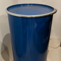 Bidone latta barile blu con coperchio tavolino