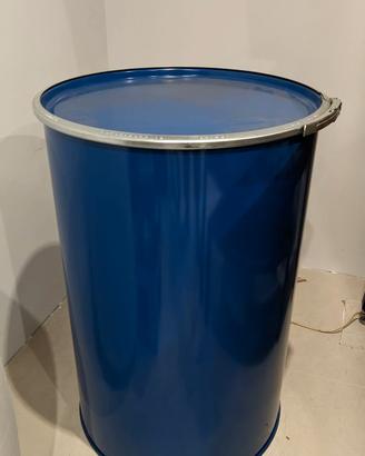 Bidone latta barile blu con coperchio tavolino