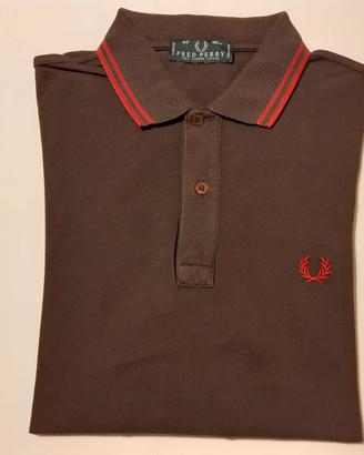 Fred Perry polo da uomo a manica lunga marrone
