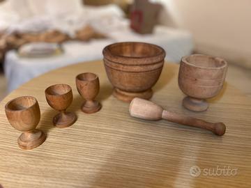 Set antico mortaio e pestello legno