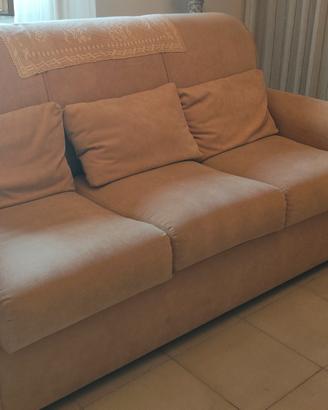Divano letto beige 3 posti, letto matrimoniale 