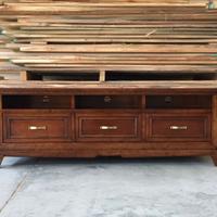 Mobile base madia porta TV in legno classico noce