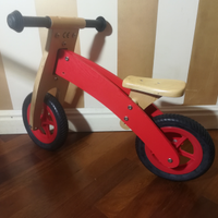 BICICLETTA SENZA PEDALI IN LEGNO naturale e rosso