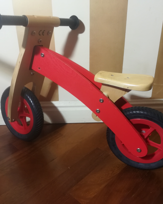 BICICLETTA SENZA PEDALI IN LEGNO naturale e rosso