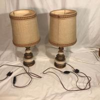 Coppia Abat-Jour Legno Vintage Anni 60 Da Riparare