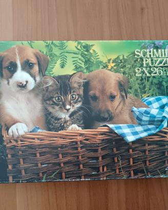 Puzzle cuccioli di cane e gatto. Anni '80
