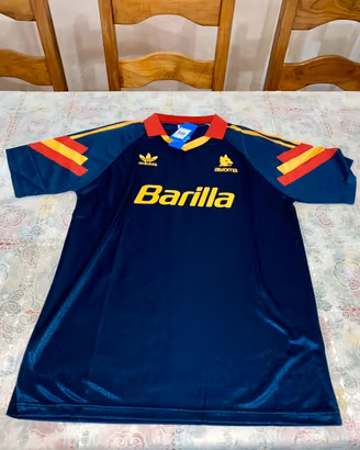 Maglia as roma calcio 1991/1992 xl retro blu top