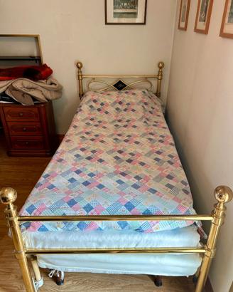 Letto singolo vintage in ottone