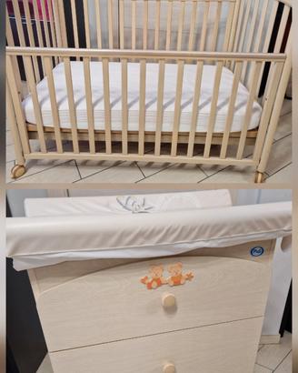 Culla lettino, fasciatoio Pali e materasso