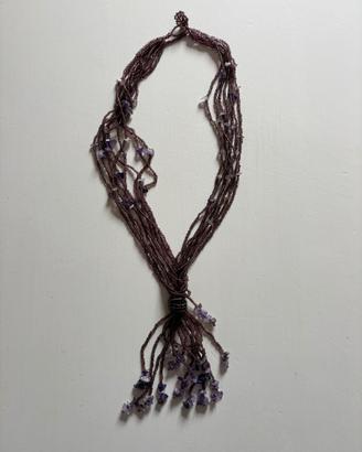 COLLANA PERLINE E AMETISTE GREZZE