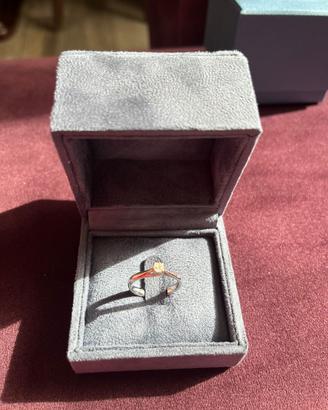 Anello solitario oro bianco + diamante
