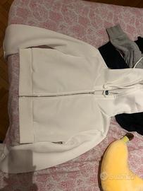 felpa bianca corta zip