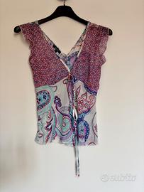 Top Denny Rose patchwork rosa/azzurro