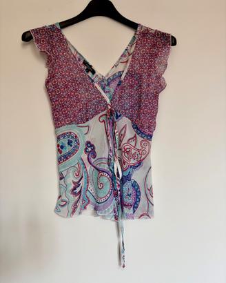 Top Denny Rose patchwork rosa/azzurro