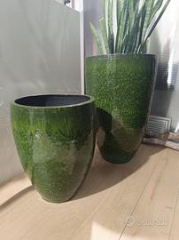 VASO IN CERAMICA ARREDO VERDE ACIDO DIVERSE MISURE