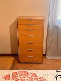 Cassettiera Settimino in Legno Chiaro – 7 Cassetti