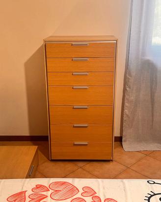 Cassettiera Settimino in Legno Chiaro – 7 Cassetti