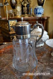Caraffa in cristallo con porta-ghiaccio anni 40-50