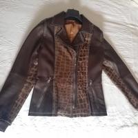 Giubbino pelle nappa marrone stampata. tg.M