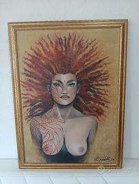 Quadro Dipinto a Olio su Tela Nudo Femminile Fanta