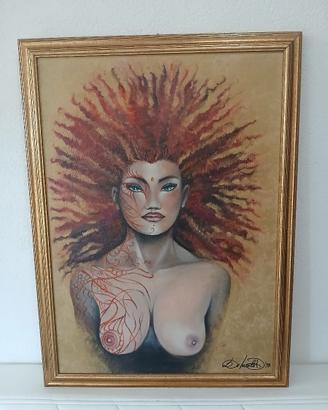Quadro Dipinto a Olio su Tela Nudo Femminile Fanta