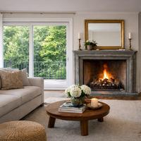 Cornice Completa Camino in Pietra Serena  90 x 80