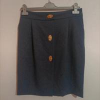 Gonna media blu in lana Vintage Moschino 