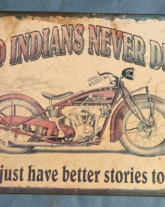 Cartello Vintage Indian Motorcycle