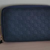 Mini portafogli/portacarte Gucci in pelle azzurra 