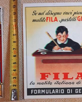 VECCHIO CARTONCINO PUBBLICITARIO E SEGNALIBRO FILA