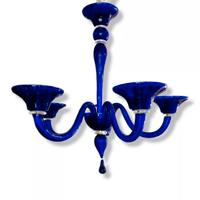 Lampadario blu in vetro di Murano di Sylcom