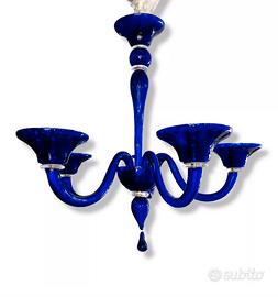 Lampadario blu in vetro di Murano di Sylcom