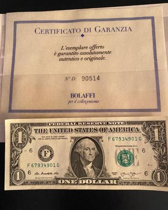 Banconota 1 Dollaro USA Serie F 2013 - certificato