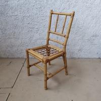 Sedia canna di rattan naturale vintage C/CUSCINO