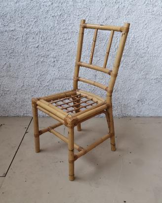 Sedia canna di rattan naturale vintage C/CUSCINO