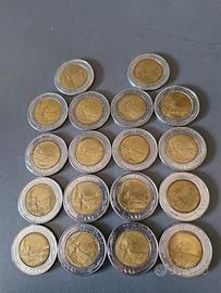 18 monete da 500 lire bimetalliche 
