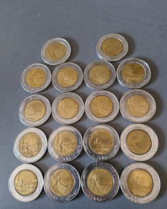 18 monete da 500 lire bimetalliche 