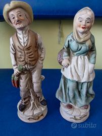 coppia statuette vintage da collezione in porcella