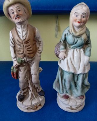 coppia statuette vintage da collezione in porcella