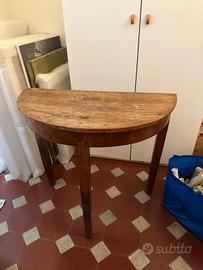 Tavolo consolle a mezzaluna in legno